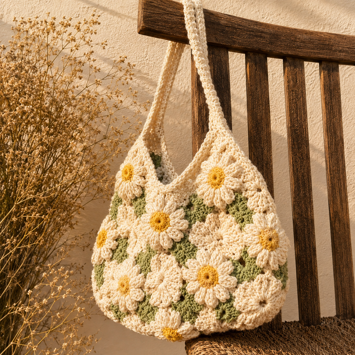 Daisy Crochet Bag Pattern PDF | Flower Shoulder Bag Pattern | Crochet Tote Bag Digital Download
