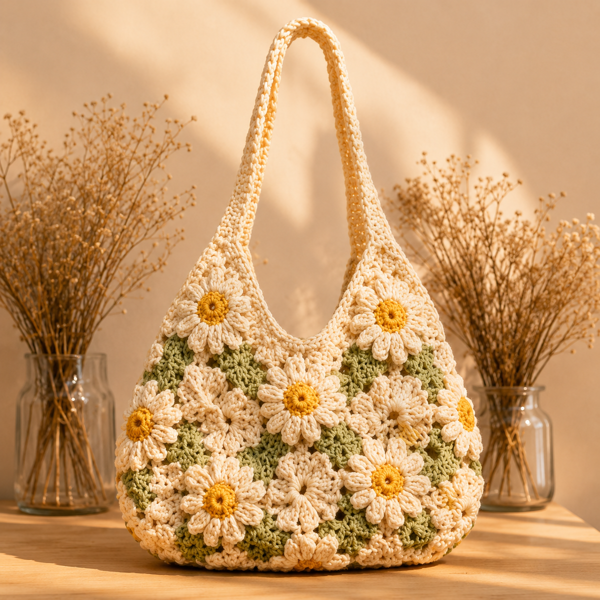 Daisy Crochet Bag Pattern PDF | Flower Shoulder Bag Pattern | Crochet Tote Bag Digital Download