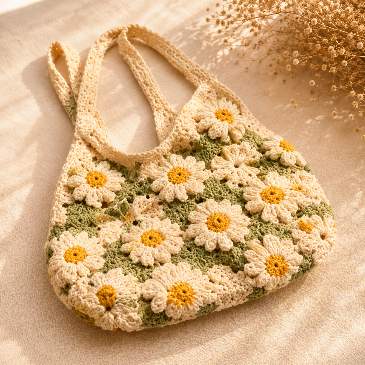Daisy Crochet Bag Pattern PDF | Flower Shoulder Bag Pattern | Crochet Tote Bag Digital Download