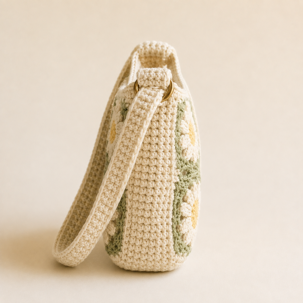 Daisy Bloom Crochet Bag Pattern PDF | Floral Crochet Shoulder Bag | Digital Download