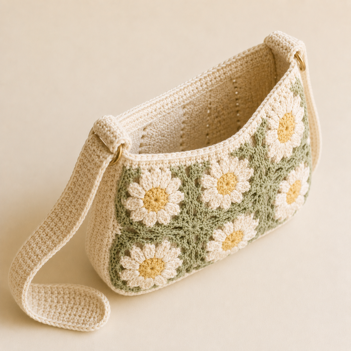 Daisy Bloom Crochet Bag Pattern PDF | Floral Crochet Shoulder Bag | Digital Download