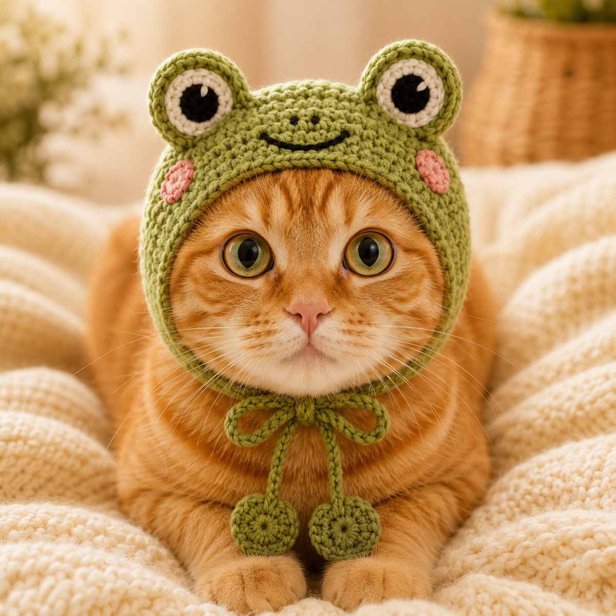 Frog Cat Bonnet Crochet Pattern, Frog Hat for Cats PDF, Crochet Cat Hat Pattern, Pet Accessory Pattern, Instant Download
