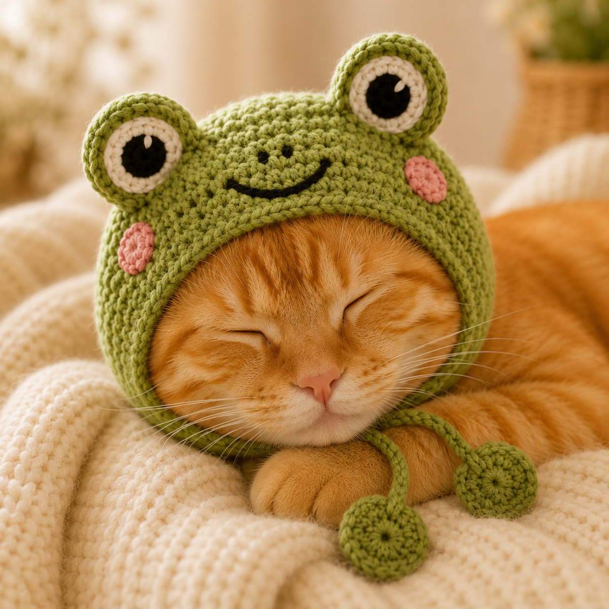 Frog Cat Bonnet Crochet Pattern, Frog Hat for Cats PDF, Crochet Cat Hat Pattern, Pet Accessory Pattern, Instant Download