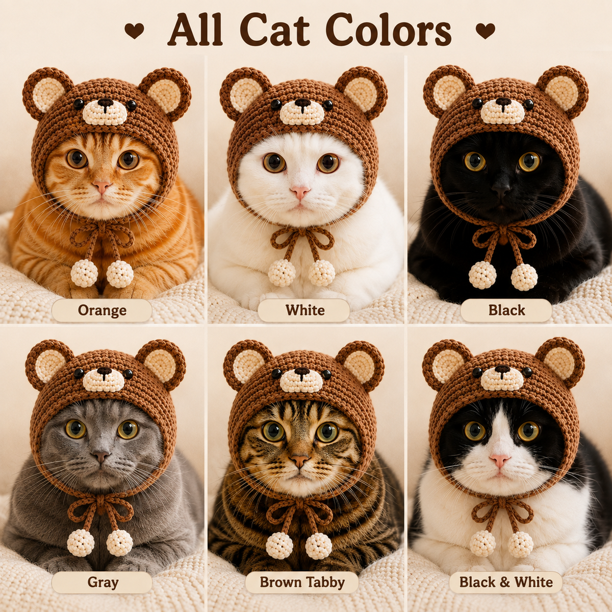 Teddy Bear Cat Bonnet Crochet Pattern, Crochet Cat Hat PDF, Bear Ear Cat Bonnet, Pet Hat Pattern, Cat Costume Crochet, Digital PDF