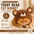 Teddy Bear Cat Bonnet Crochet Pattern, Crochet Cat Hat PDF, Bear Ear Cat Bonnet, Pet Hat Pattern, Cat Costume Crochet, Digital PDF