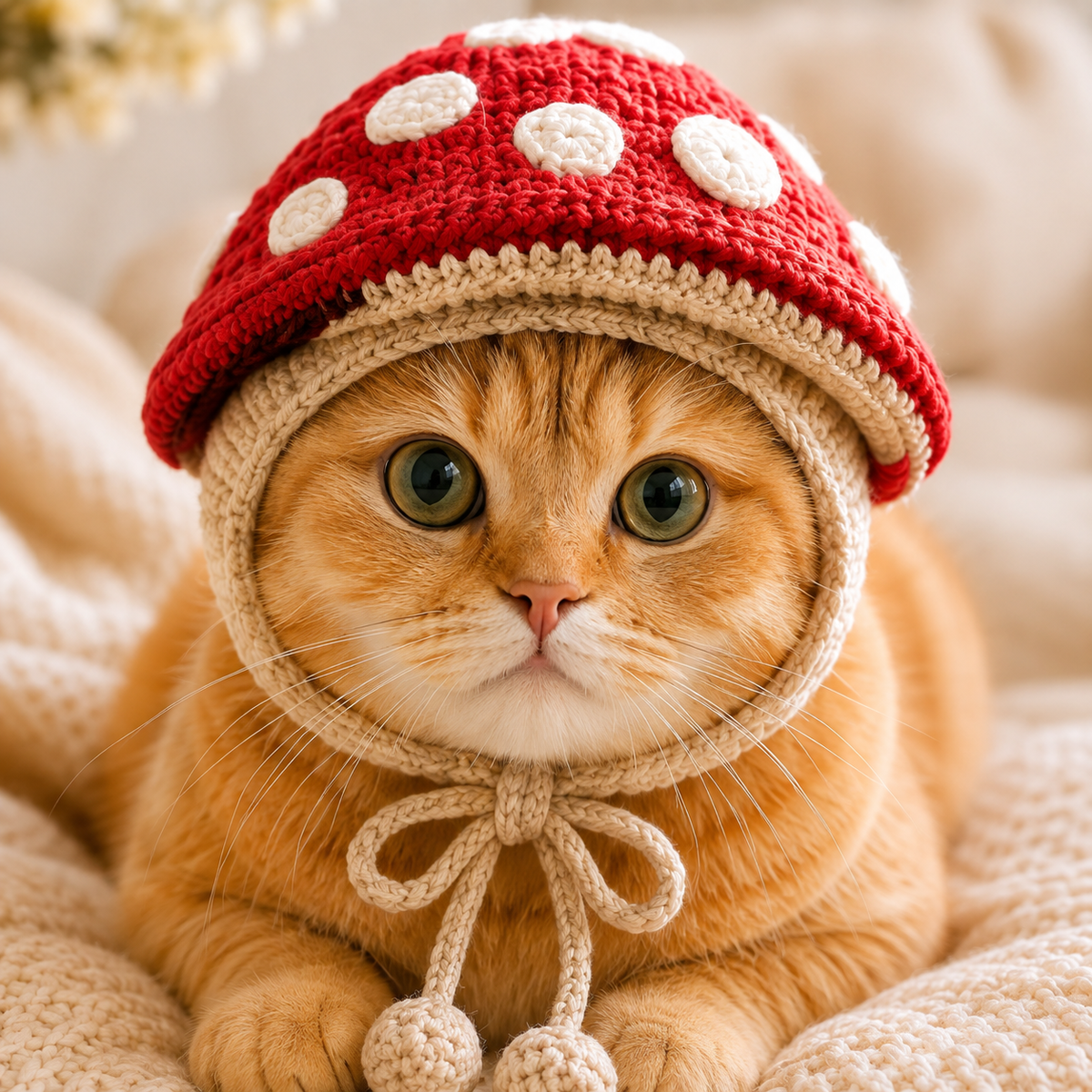 Mushroom Cat Hat Crochet Pattern PDF, Crochet Cat Hat Pattern, Mushroom Pet Hat, Cat Bonnet Crochet, Cute Cat Accessory, DIY PDF