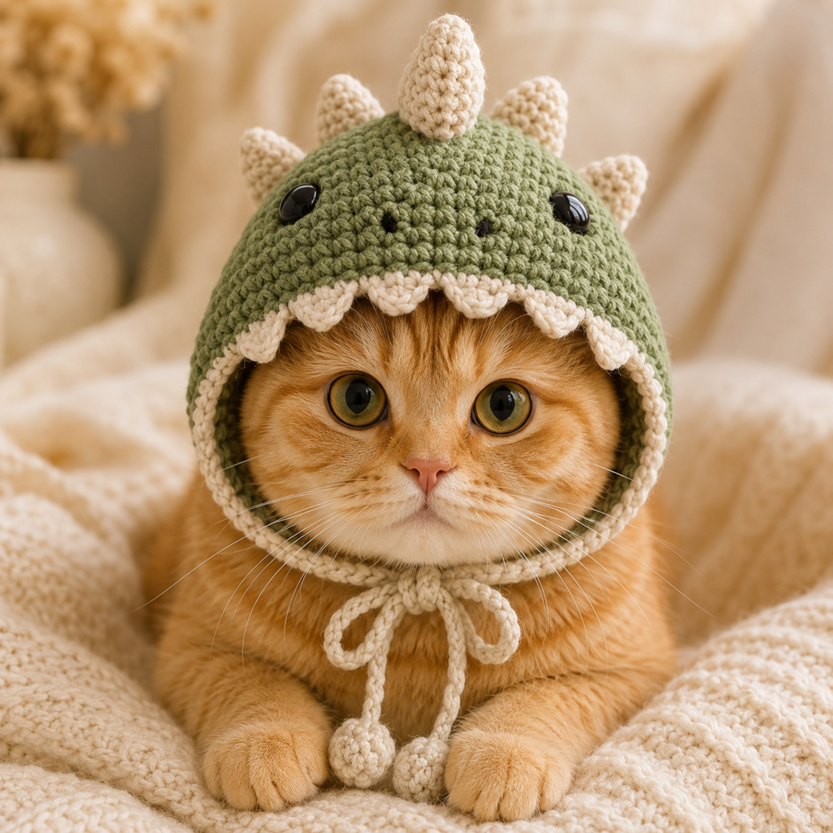Dinosaur Cat Bonnet Crochet Pattern PDF, Crochet Cat Hat Pattern, Dino Pet Bonnet, Cat Hat Crochet Pattern, Pet Accessory PDF
