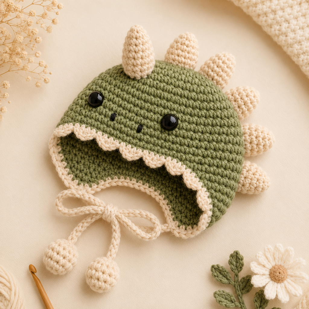 Dinosaur Cat Bonnet Crochet Pattern PDF, Crochet Cat Hat Pattern, Dino Pet Bonnet, Cat Hat Crochet Pattern, Pet Accessory PDF