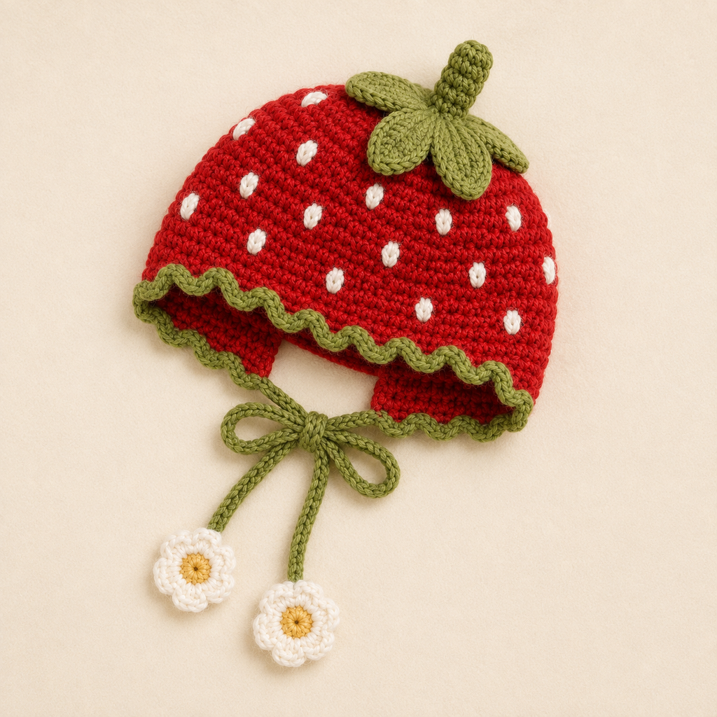 Strawberry Cat Bonnet Crochet Pattern PDF, Cat Hat Crochet Pattern, Pet Bonnet Pattern, Strawberry Cat Hat, DIY Cat Accessory, Instant Download