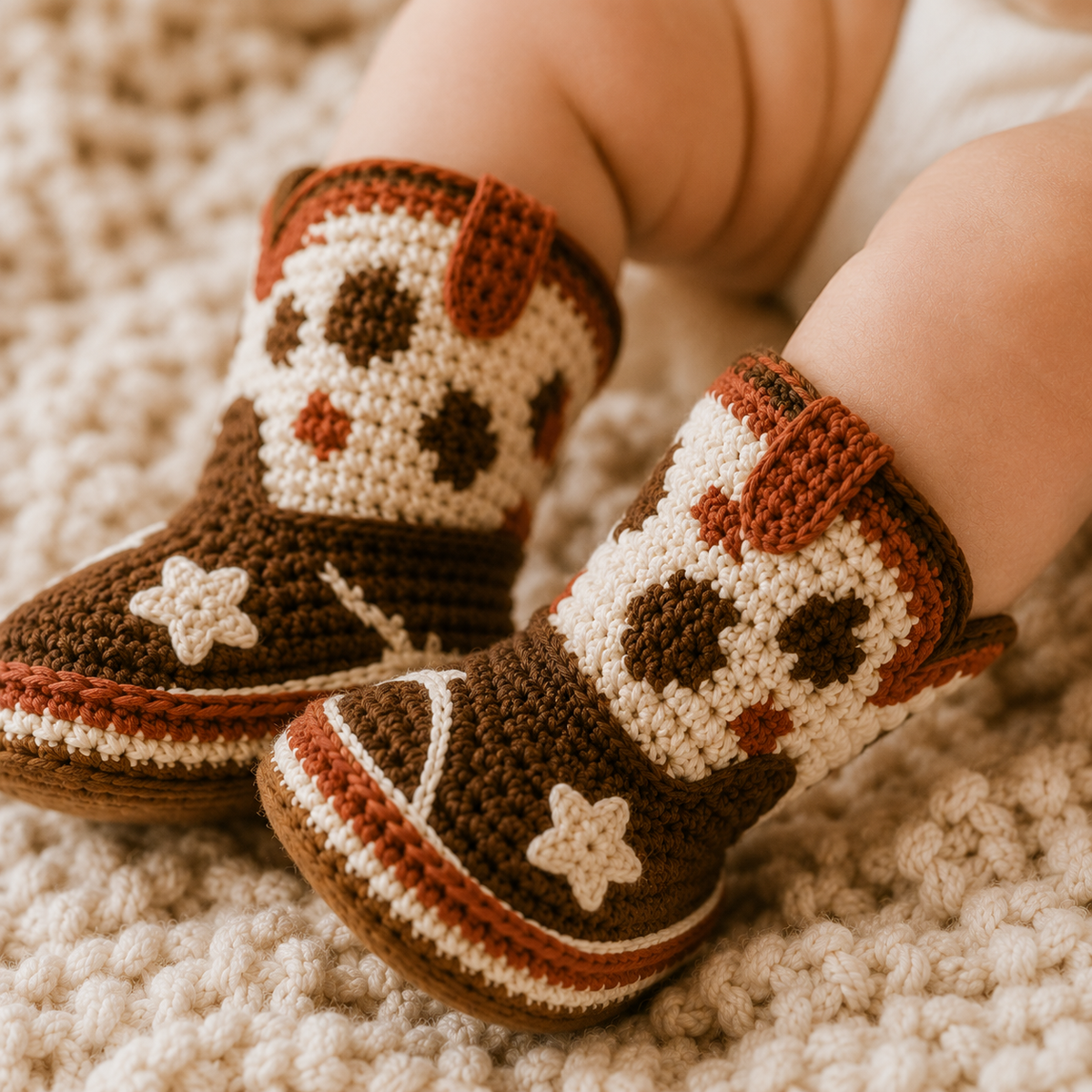 Cowboy Baby Booties Crochet Pattern PDF, Western Baby Boots