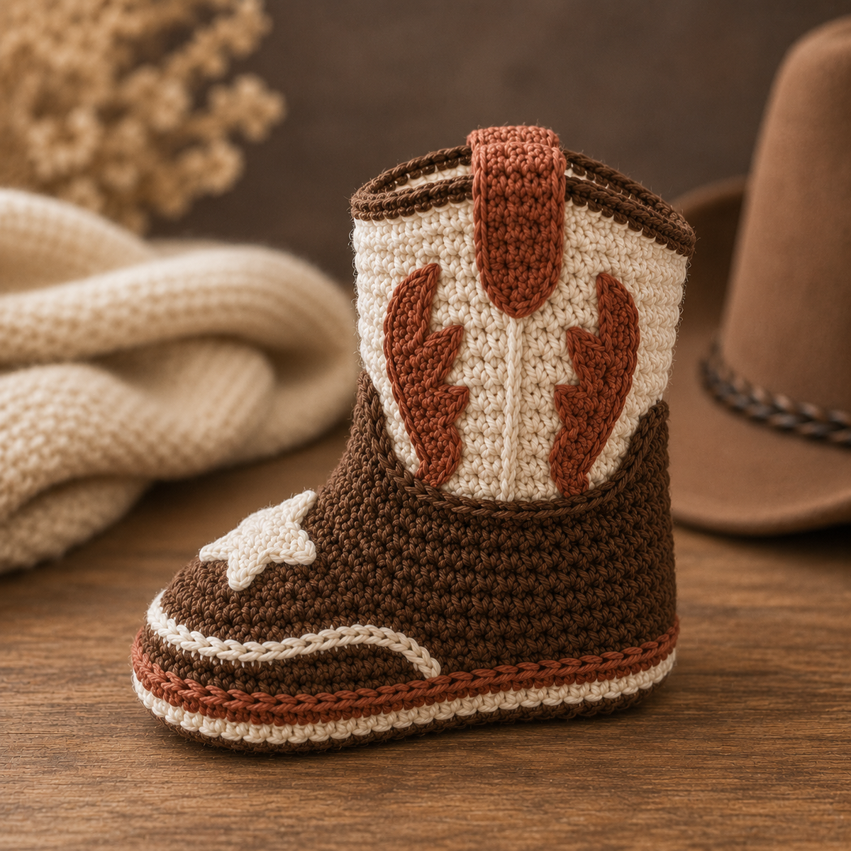Cowboy Baby Boots Crochet Pattern PDF, Western Baby Booties