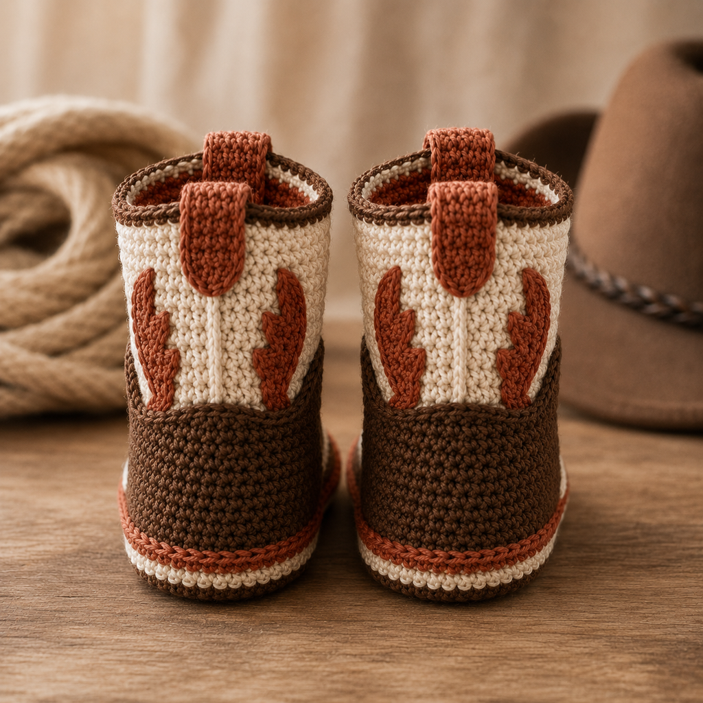 Cowboy Baby Boots Crochet Pattern PDF, Western Baby Booties