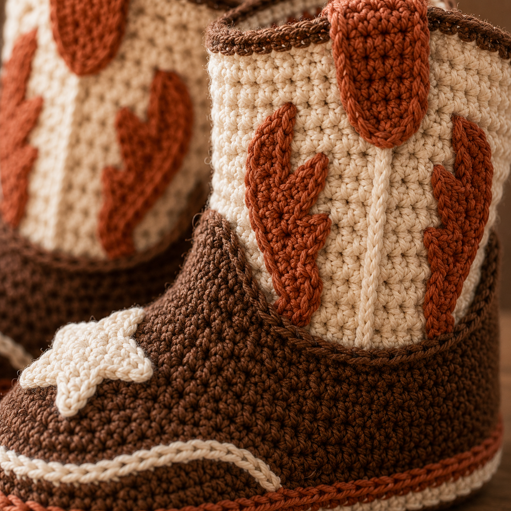 Cowboy Baby Boots Crochet Pattern PDF, Western Baby Booties