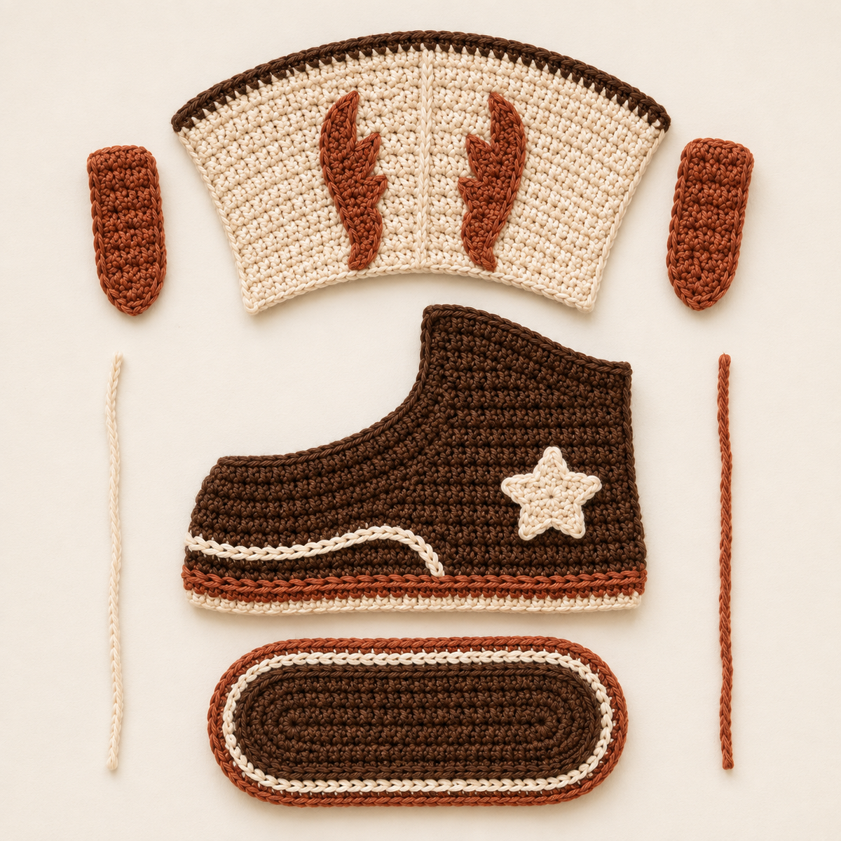 Cowboy Baby Boots Crochet Pattern PDF, Western Baby Booties