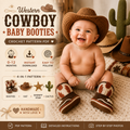 Cowboy Baby Booties Crochet Pattern PDF, Western Baby Boots