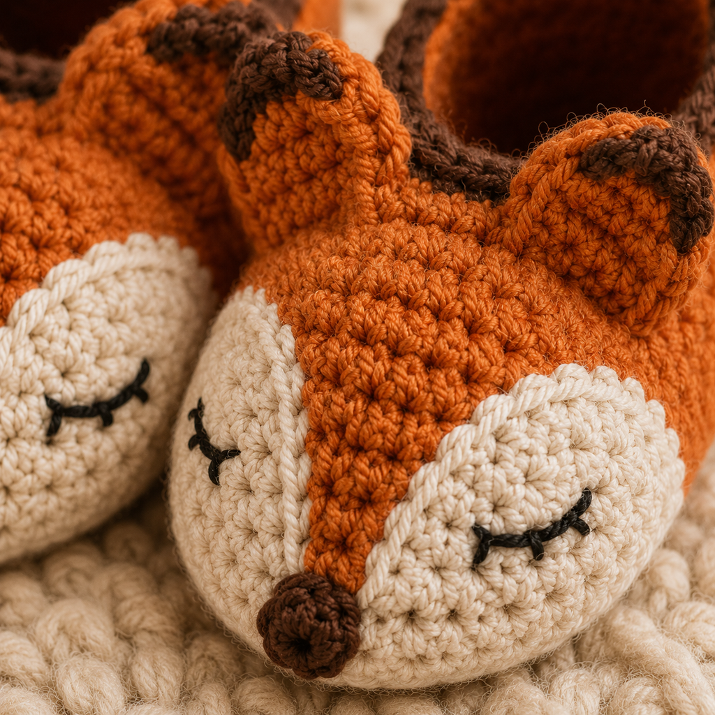 Sleepy Fox Baby Booties Crochet Pattern PDF, Fox Baby Shoes Pattern, Crochet Baby Booties, Newborn Gift, 3 Sizes, Instant Download