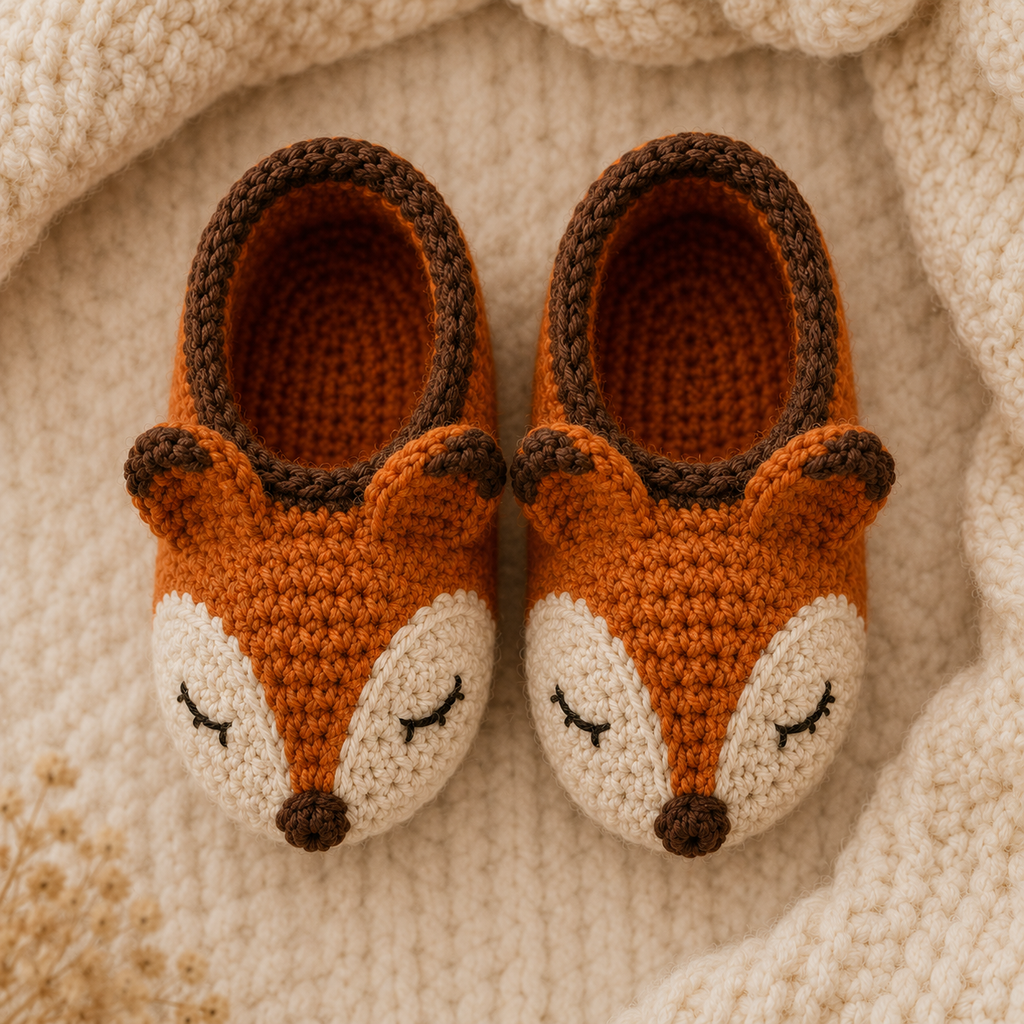 Sleepy Fox Baby Booties Crochet Pattern PDF, Fox Baby Shoes Pattern, Crochet Baby Booties, Newborn Gift, 3 Sizes, Instant Download