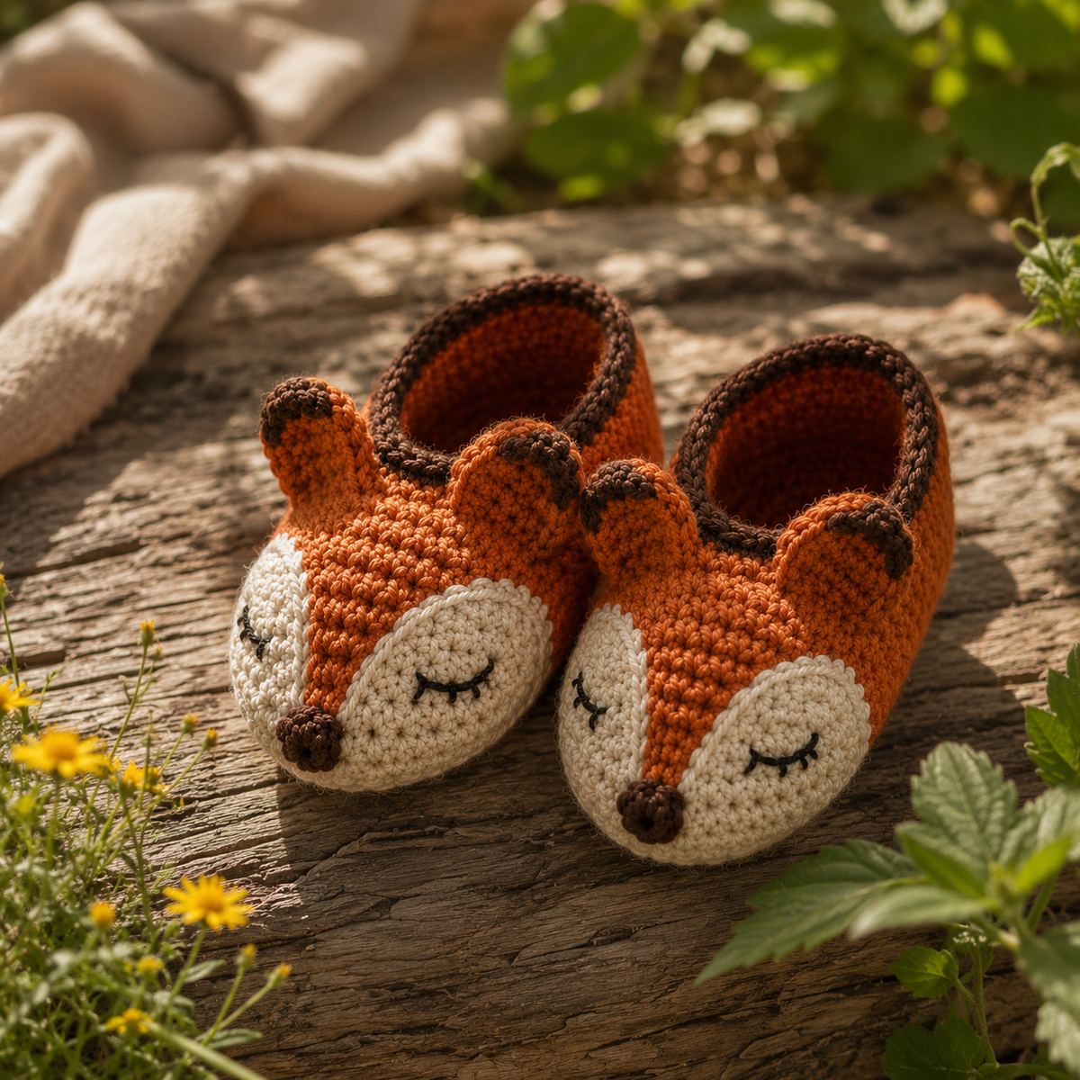 Sleepy Fox Baby Booties Crochet Pattern PDF, Fox Baby Shoes Pattern, Crochet Baby Booties, Newborn Gift, 3 Sizes, Instant Download