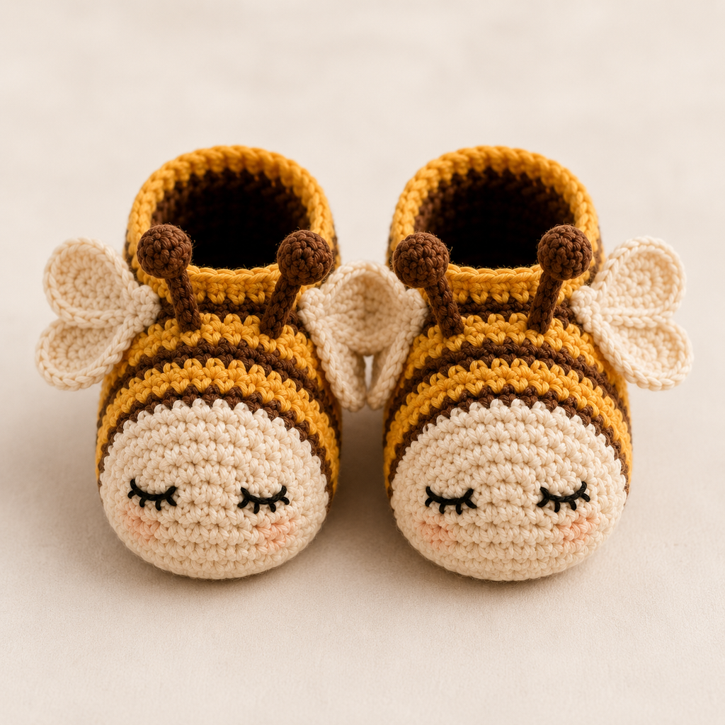 Honey Bee Baby Booties Crochet Pattern PDF, Bee Baby Shoes Pattern, Crochet Baby Booties, Newborn Gift, 0-6 Months, Instant Download