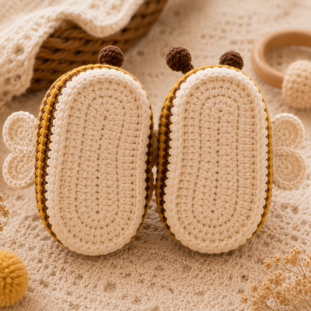 Honey Bee Baby Booties Crochet Pattern PDF, Bee Baby Shoes Pattern, Crochet Baby Booties, Newborn Gift, 0-6 Months, Instant Download