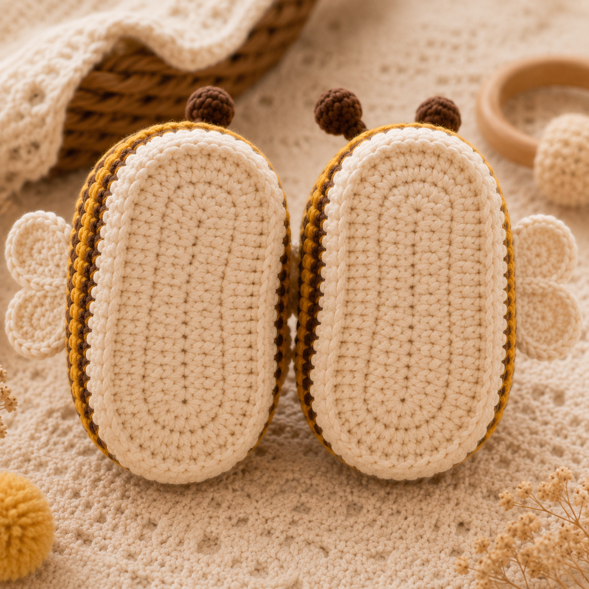 Honey Bee Baby Booties Crochet Pattern PDF, Bee Baby Shoes Pattern, Crochet Baby Booties, Newborn Gift, 0-6 Months, Instant Download