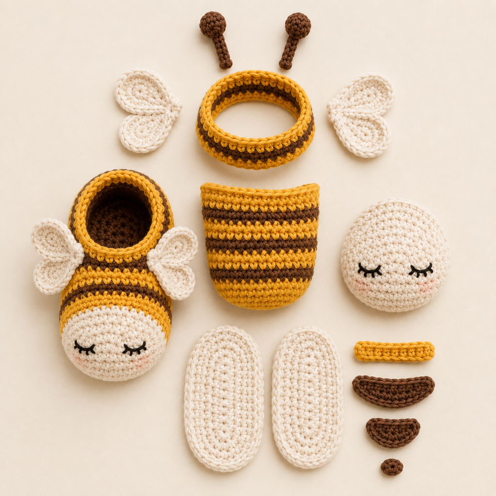 Honey Bee Baby Booties Crochet Pattern PDF, Bee Baby Shoes Pattern, Crochet Baby Booties, Newborn Gift, 0-6 Months, Instant Download