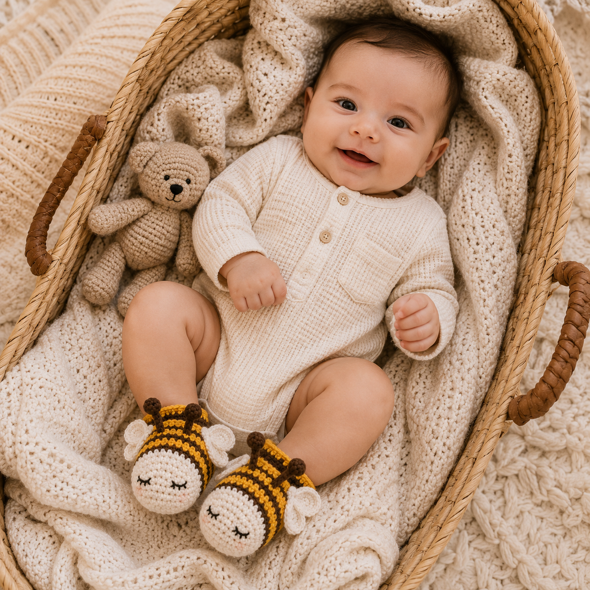 Honey Bee Baby Booties Crochet Pattern PDF, Bee Baby Shoes Pattern, Crochet Baby Booties, Newborn Gift, 0-6 Months, Instant Download