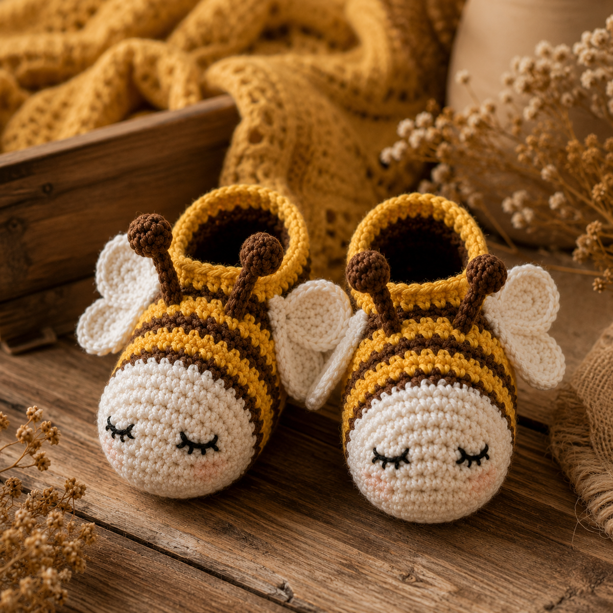 Honey Bee Baby Booties Crochet Pattern PDF, Bee Baby Shoes Pattern, Crochet Baby Booties, Newborn Gift, 0-6 Months, Instant Download