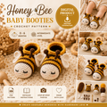 Honey Bee Baby Booties Crochet Pattern PDF, Bee Baby Shoes Pattern, Crochet Baby Booties, Newborn Gift, 0-6 Months, Instant Download