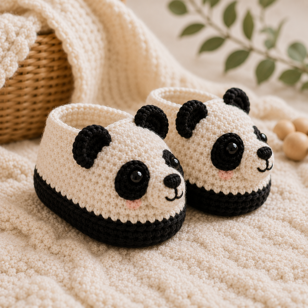 Panda Baby Booties Crochet Pattern PDF, Panda Bear Baby Shoes Pattern, 5 in 1 Crochet Booties, Baby Shower Gift, Easy Crochet PDF