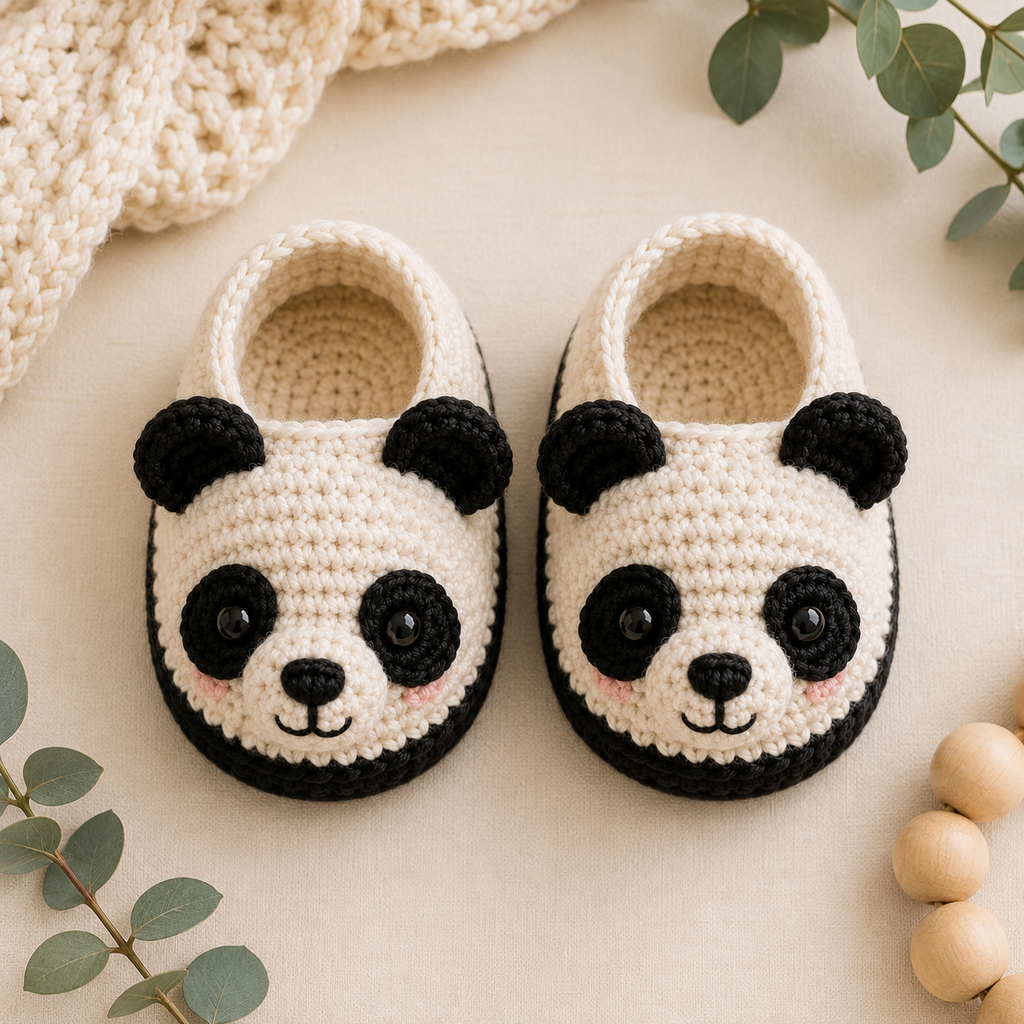 Panda Baby Booties Crochet Pattern PDF, Panda Bear Baby Shoes Pattern, 5 in 1 Crochet Booties, Baby Shower Gift, Easy Crochet PDF