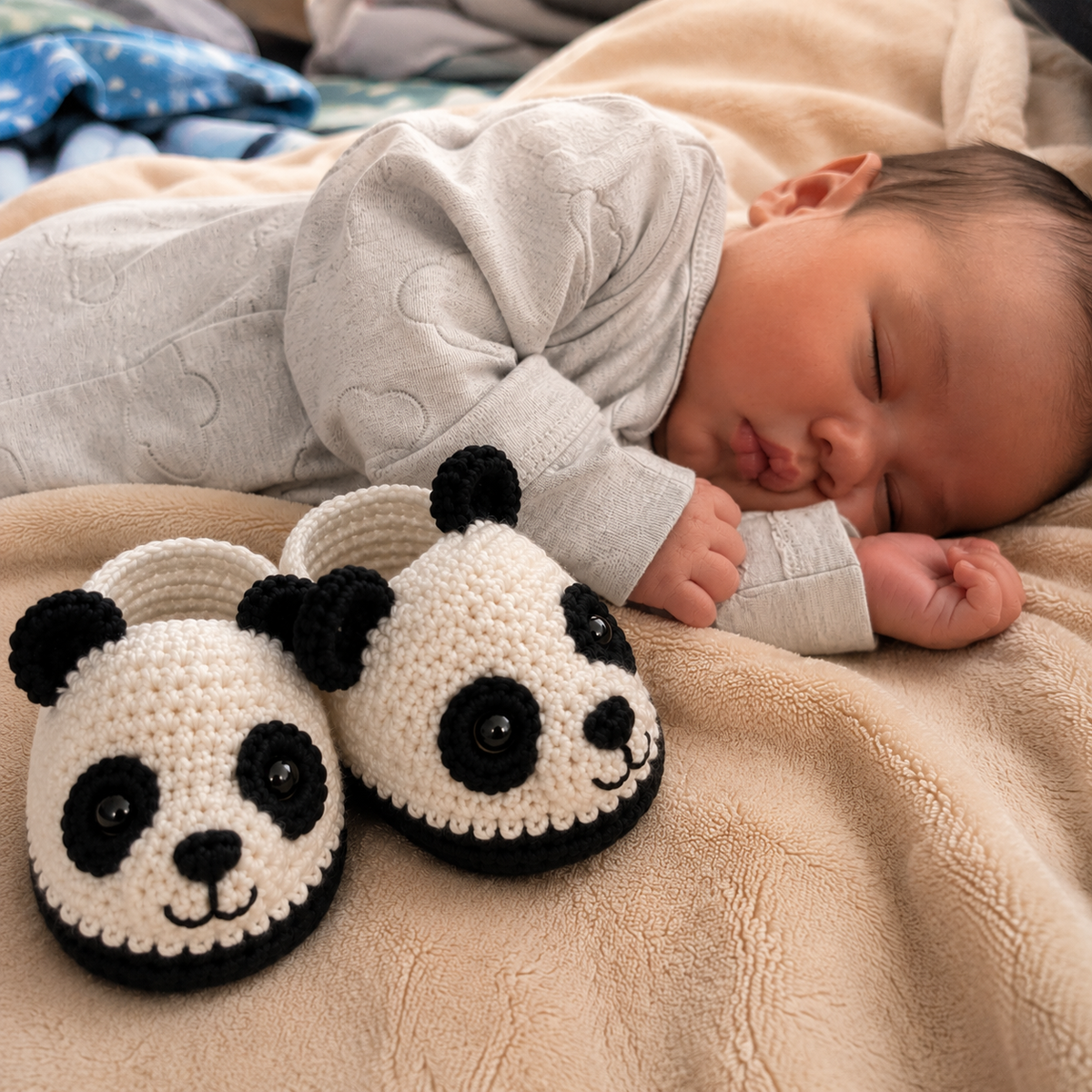 Panda Baby Booties Crochet Pattern PDF, Panda Bear Baby Shoes Pattern, 5 in 1 Crochet Booties, Baby Shower Gift, Easy Crochet PDF