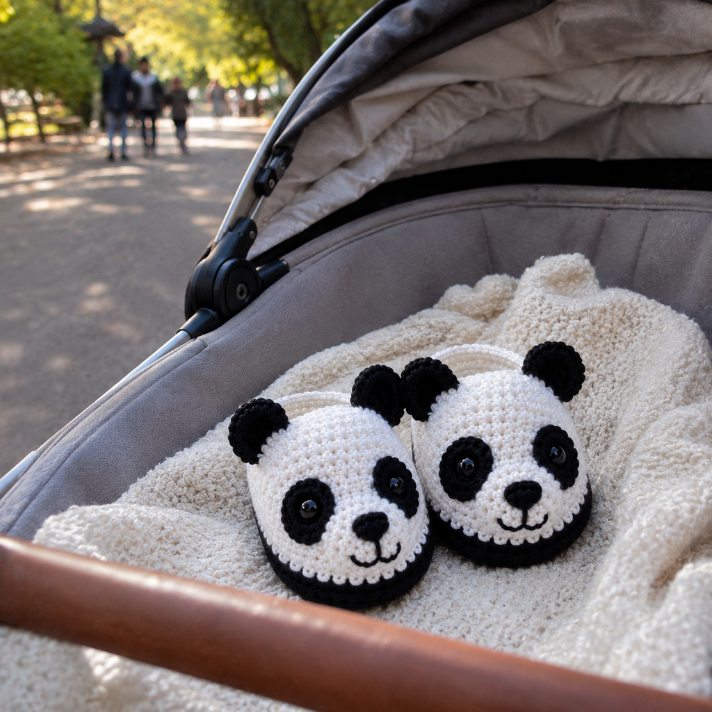 Panda Baby Booties Crochet Pattern PDF, Panda Bear Baby Shoes Pattern, 5 in 1 Crochet Booties, Baby Shower Gift, Easy Crochet PDF
