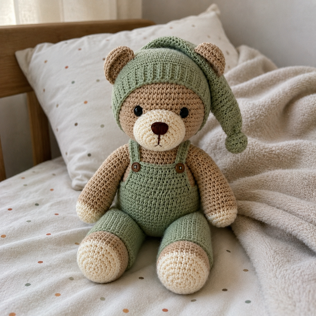 Sleepy Bear Amigurumi Crochet Pattern PDF, Teddy Bear Crochet Pattern, Crochet Bear Doll, Amigurumi Bear Pattern, Beginner Crochet PDF
