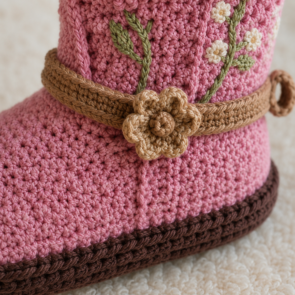 Pink Daisy Crochet Baby Boots Pattern PDF, Baby Booties Crochet Pattern, Floral Baby Shoes, Crochet Baby Boots, Baby Gift Pattern