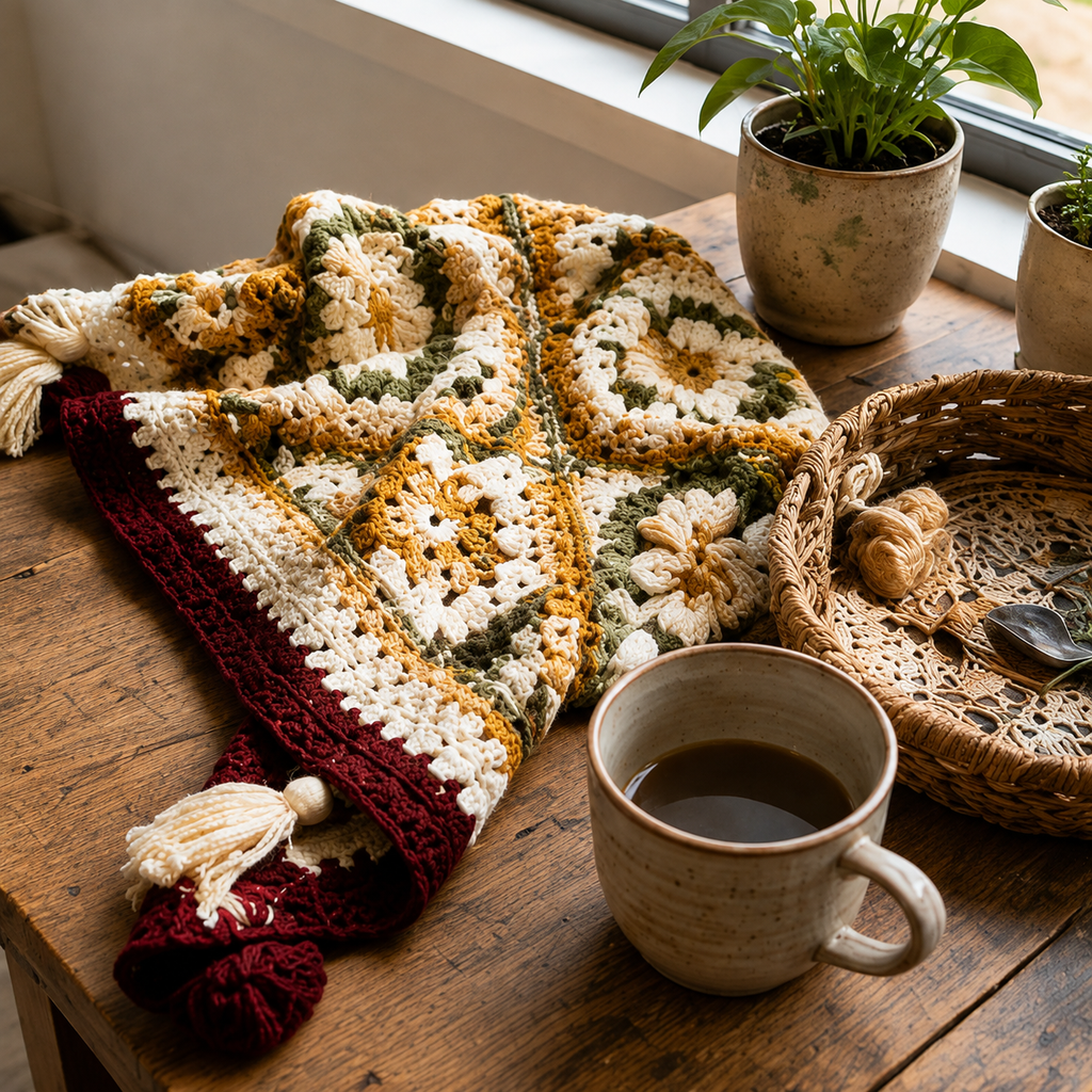 Vintage Daisy Harmony Crochet Blanket Pattern PDF | Floral Granny Square Afghan