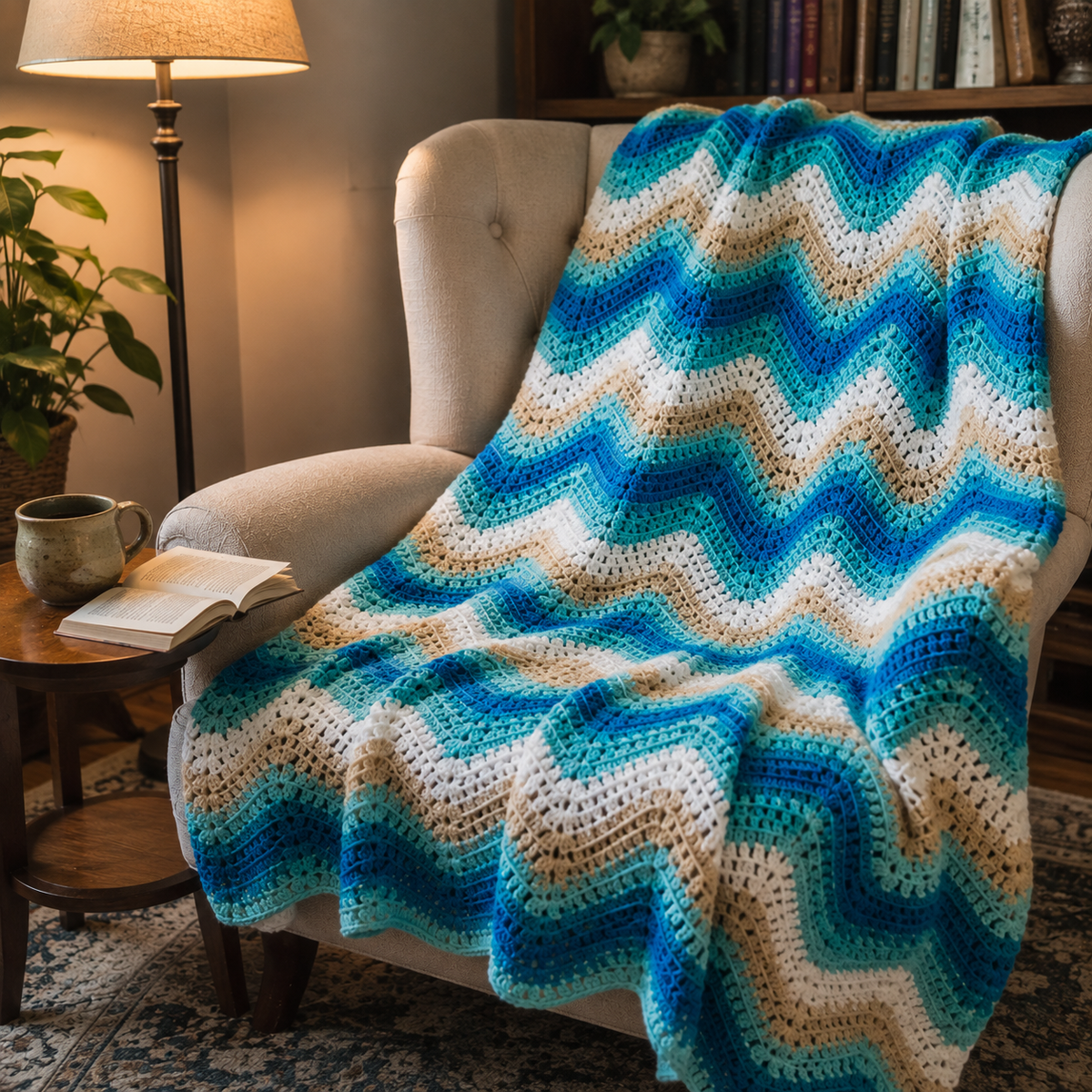 Mermaid Waves Crochet Blanket Pattern PDF | Ocean Wave Afghan Crochet Pattern