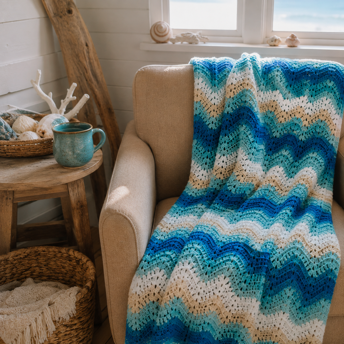 Mermaid Waves Crochet Blanket Pattern PDF | Ocean Wave Afghan Crochet Pattern
