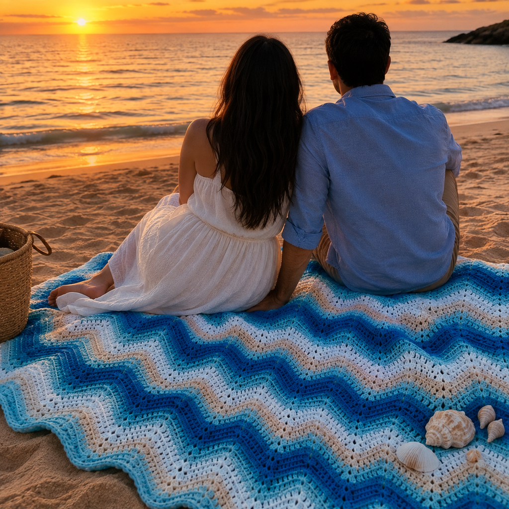 Mermaid Waves Crochet Blanket Pattern PDF | Ocean Wave Afghan Crochet Pattern
