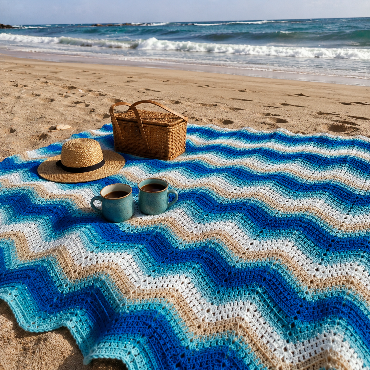 Mermaid Waves Crochet Blanket Pattern PDF | Ocean Wave Afghan Crochet Pattern