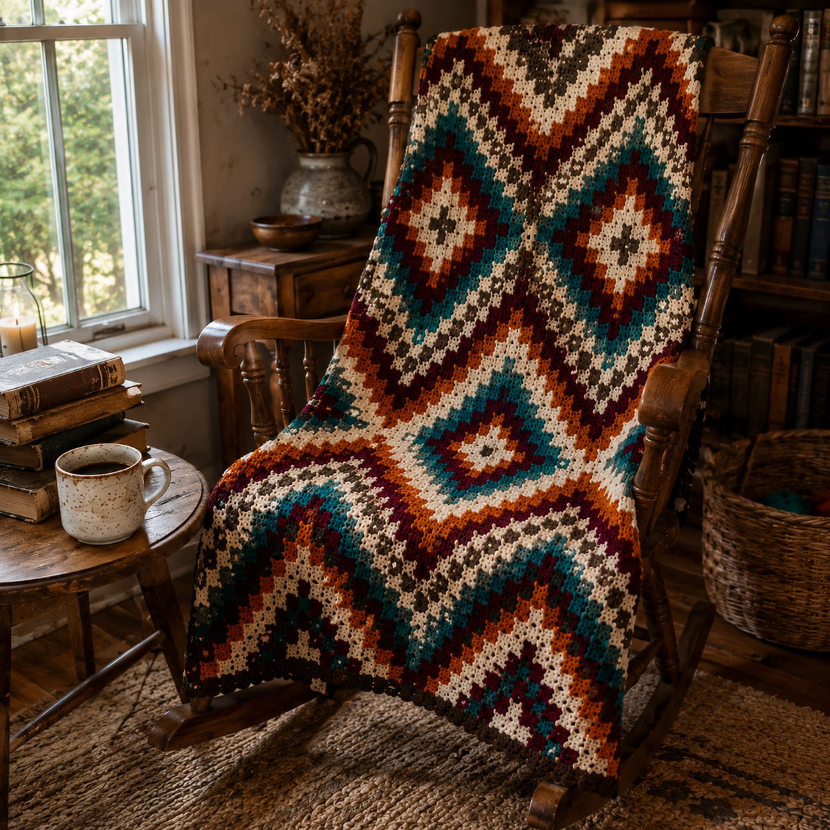Southwestern Diamond Crochet Blanket Pattern PDF | Boho Aztec Blanket Pattern | Western Crochet PDF | Instant Digital Download