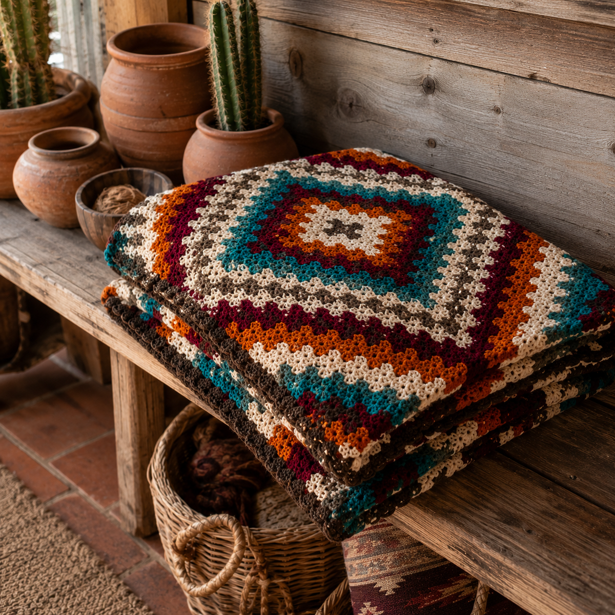 Southwestern Diamond Crochet Blanket Pattern PDF | Boho Aztec Blanket Pattern | Western Crochet PDF | Instant Digital Download