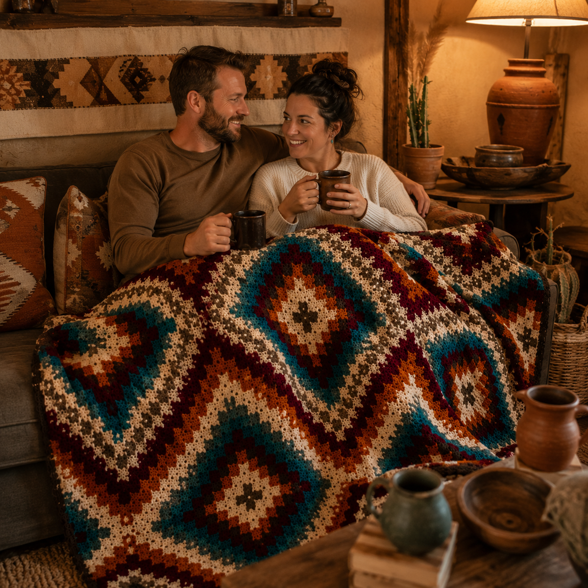 Southwestern Diamond Crochet Blanket Pattern PDF | Boho Aztec Blanket Pattern | Western Crochet PDF | Instant Digital Download