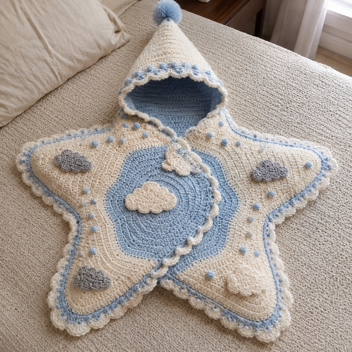 Star Baby Cocoon Crochet Pattern PDF | Hooded Star Baby Blanket | Newborn Crochet Pattern | Baby Shower Gift | Instant Download