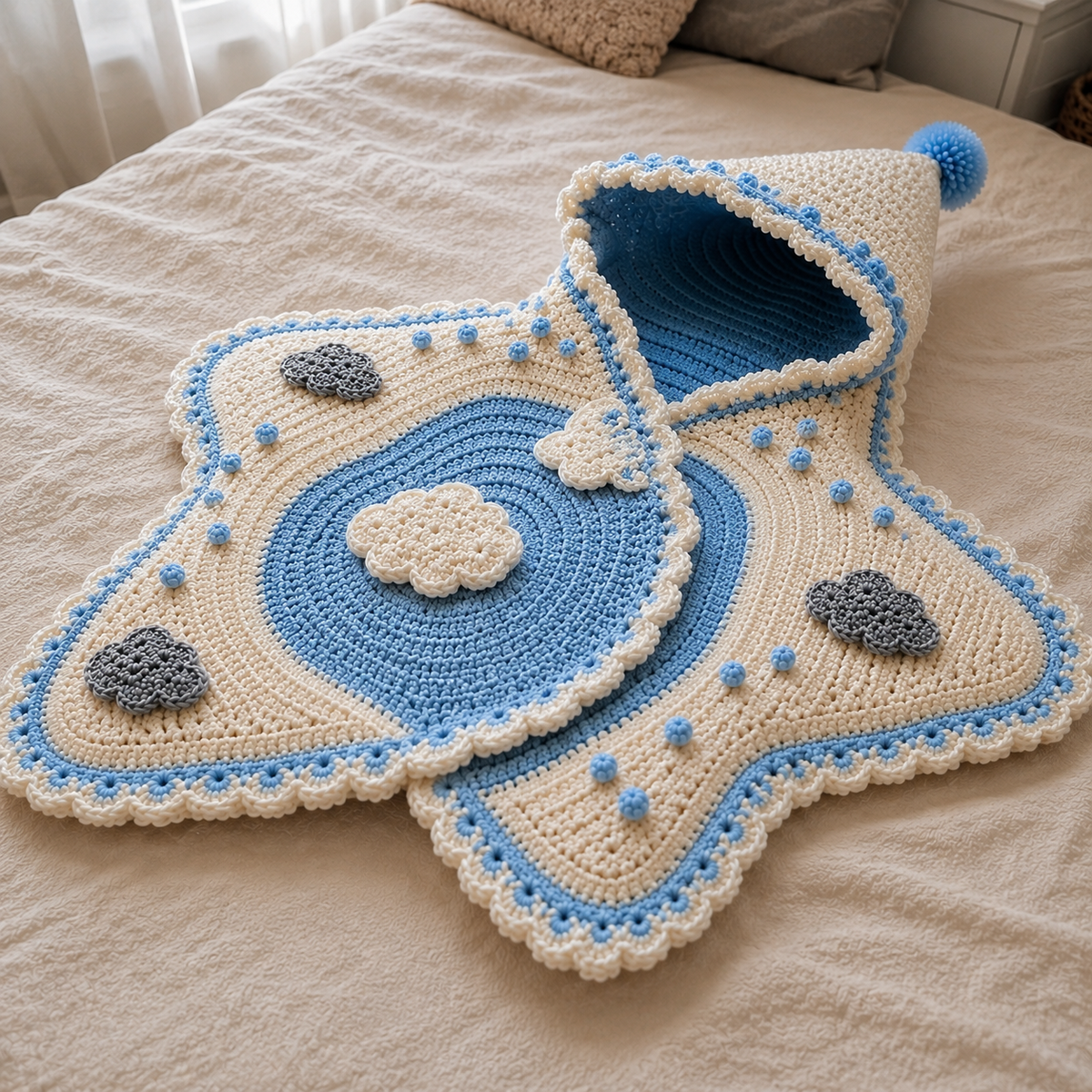 Star Baby Cocoon Crochet Pattern PDF | Hooded Star Baby Blanket | Newborn Crochet Pattern | Baby Shower Gift | Instant Download