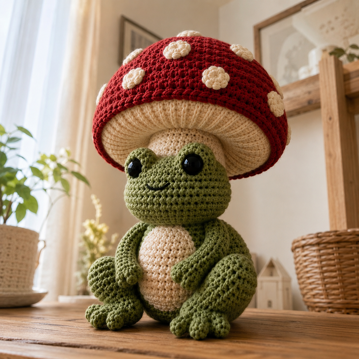 Mushroom Frog Crochet Pattern PDF, Frog Amigurumi Pattern, Cute Crochet Frog, Mushroom Doll, Digital Download