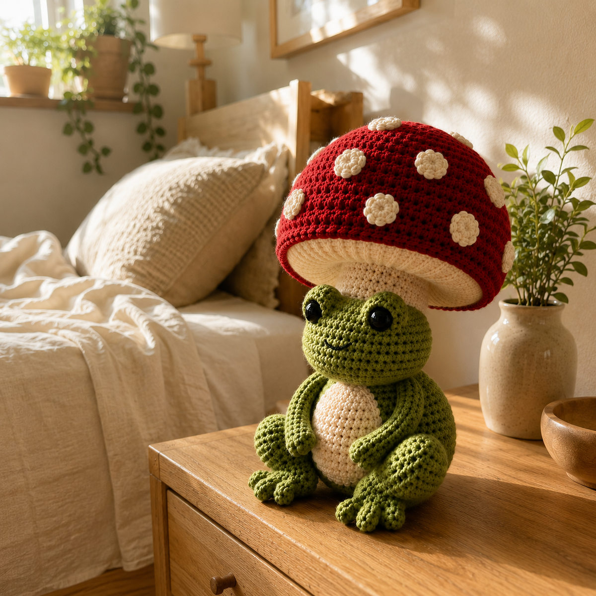 Mushroom Frog Crochet Pattern PDF, Frog Amigurumi Pattern, Cute Crochet Frog, Mushroom Doll, Digital Download