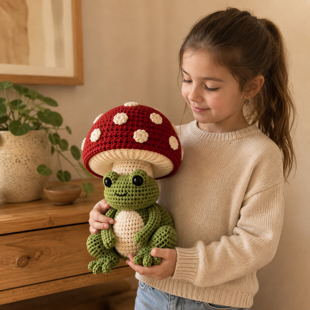 Mushroom Frog Crochet Pattern PDF, Frog Amigurumi Pattern, Cute Crochet Frog, Mushroom Doll, Digital Download