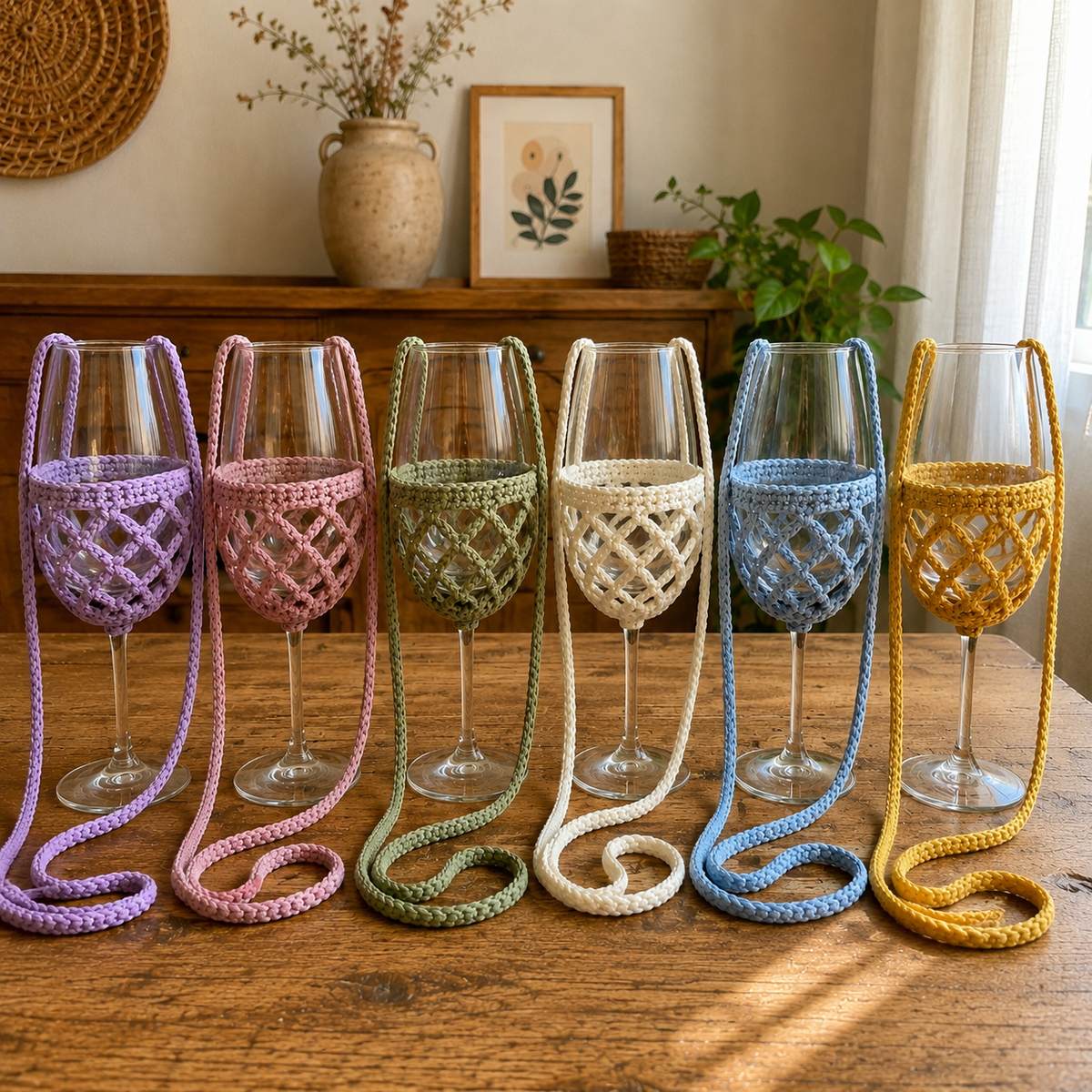 Crochet Wine Glass Holder Pattern PDF | Easy Wine Glass Cozy Crochet Pattern | Digital Download