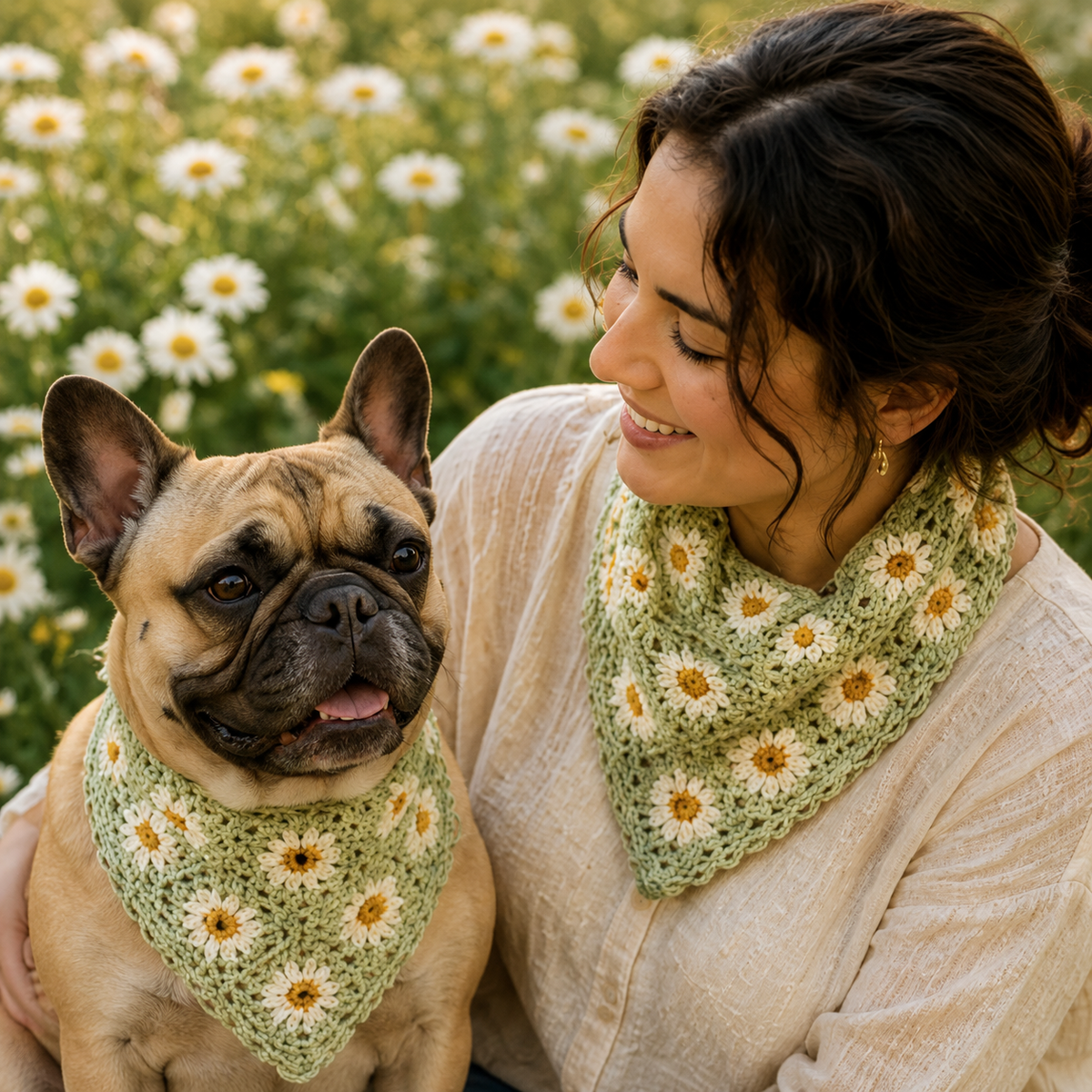 Crochet Dog Bandana Pattern, Sunflower Dog Bandana PDF, Pet Scarf Crochet Pattern, Puppy Bandana DIY, Dog Lover Gift, Instant Download